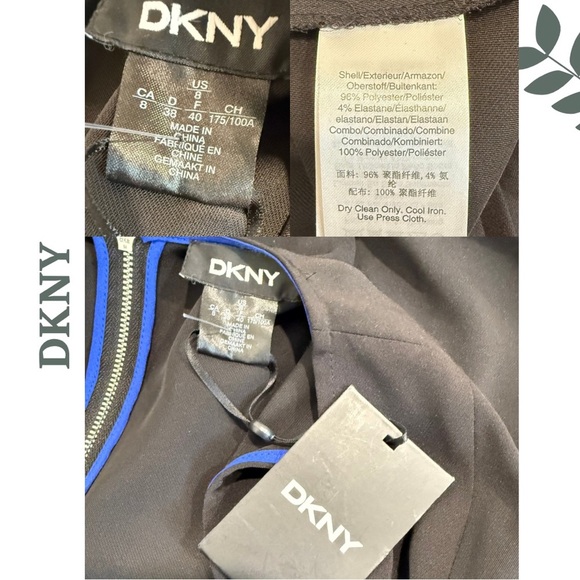 DKNY Colorblock Sleeveless Dress Black Royal Blue Pleats – Size 8 - Picture 7 of 7